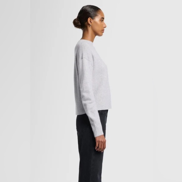 7 For All Mankind Cashmere Blend Crewneck Sweater White Sand - Picture 2 of 8